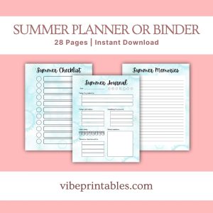 Blue Summer Planner Or Binder