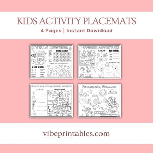 Summer Kids Activity Placemats