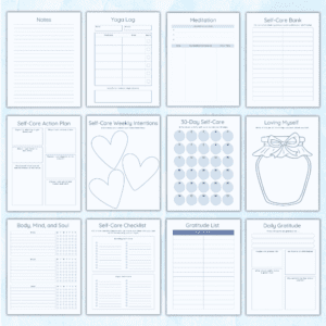 Blue Self-Care Worksheet Set