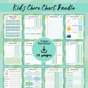 Green Kids Chore Chart Bundle