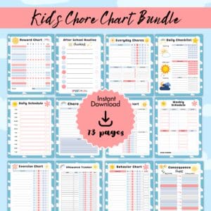 Blue Kids Chore Chart Bundle Promo Images