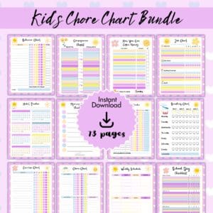 Purple Kids Chore Chart Bundle Promo Images