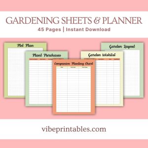 Carrot Design Gardening Sheets & Planner Or Binder