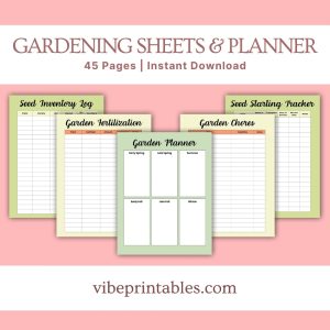 Carrot Design Gardening Sheets & Planner Or Binder