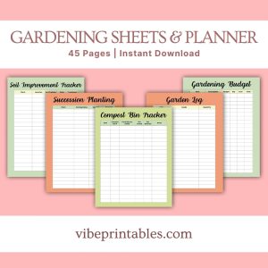 Carrot Design Gardening Sheets & Planner Or Binder