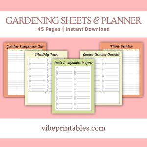 Carrot Design Gardening Sheets & Planner Or Binder