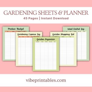 Carrot Design Gardening Sheets & Planner Or Binder