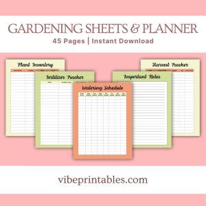 Carrot Design Gardening Sheets & Planner Or Binder