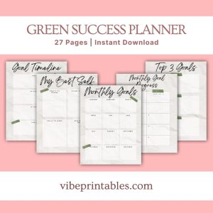 Green Success Planner & Workbook Bundle