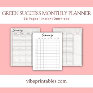 Green Success Planner & Workbook Bundle