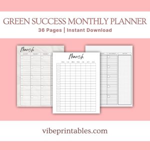 Green Success Planner & Workbook Bundle