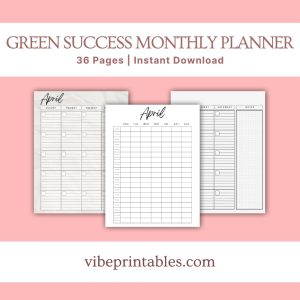 Green Success Planner & Workbook Bundle