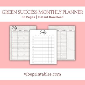 Green Success Planner & Workbook Bundle