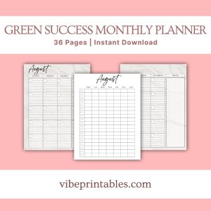 Green Success Planner & Workbook Bundle