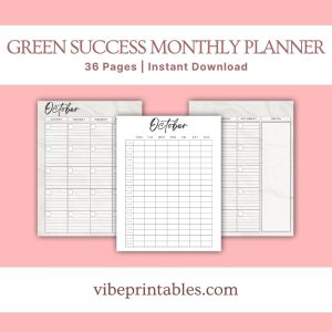 Green Success Planner & Workbook Bundle