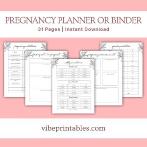 Black & White Pregnancy Planner Or Binder