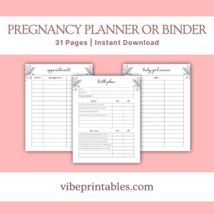 Black & White Pregnancy Planner Or Binder