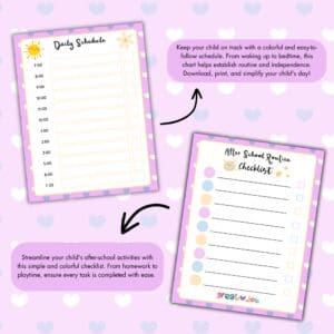 Purple Kids Chore Chart Bundle Promo Images