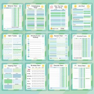 Green Kids Chore Chart Bundle Promo Images