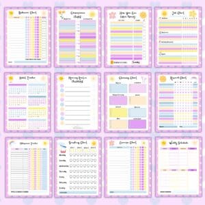 Purple Kids Chore Chart Bundle Promo Images