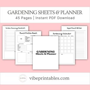 Gardening Sheets & Planner Or Binder In Plain Design