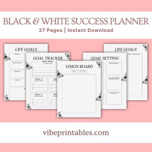 Gray & White Success Planner and Workbook Bundle