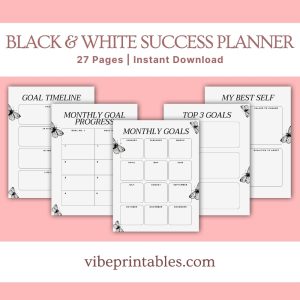 Gray & White Success Planner and Workbook Bundle