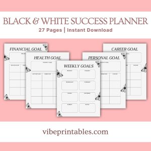 Gray & White Success Planner and Workbook Bundle