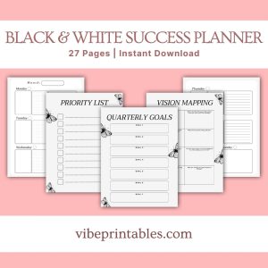 Gray & White Success Planner and Workbook Bundle