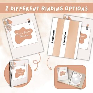 Tan & White Vision Board Planner and Workbook Bundle