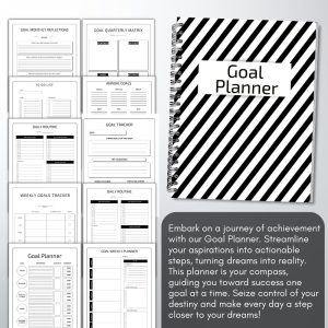 Black & White Goal Planner and Workbook Bundle