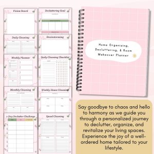 Pink Home Organizing, Decluttering, & Room Makeover Planner Bundle