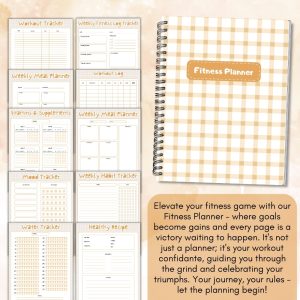 Tan & White Fitness Planner and Workbook Bundle