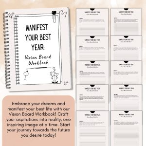 Tan & White Vision Board Planner and Workbook Bundle