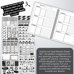 Black & White Goal Planner and Workbook Bundle