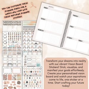 Tan & White Vision Board Planner and Workbook Bundle