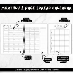 Black & White Fitness Planner and Workbook Bundle