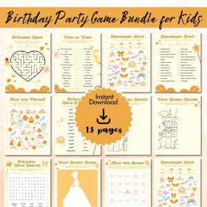 Orange Birthday Party Game Bundle For Kids