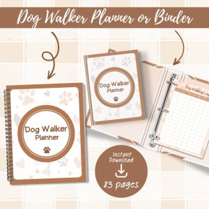 Tan Dog Walker Planner Or Binder