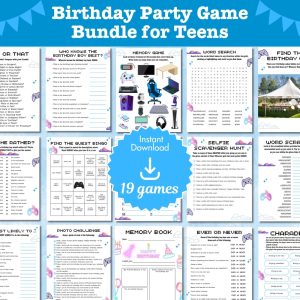 Blue Birthday Party Game Bundle For Teens