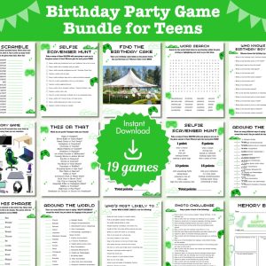 Green Birthday Party Game Bundle For Teens