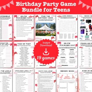 Red Birthday Party Game Bundle For Teens