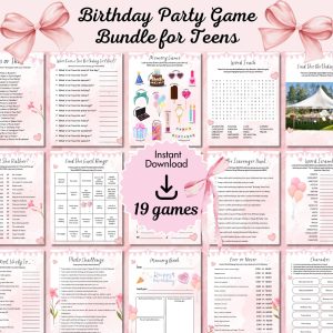 Pink Birthday Party Game Bundle For Teens – Girls