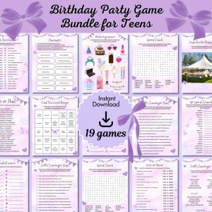 Purple Birthday Party Game Bundle For Teens – Girls