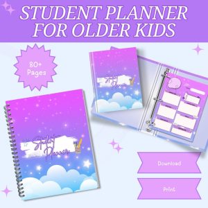 Purple Student Planner Or Binder For Older Kids