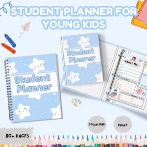 Blue Student Planner Or Binder For Young Kids