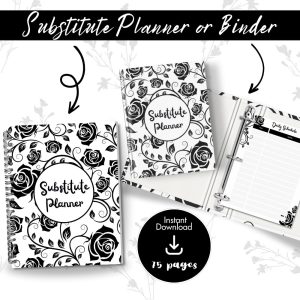 Black & White Substitute Planner Or Binder