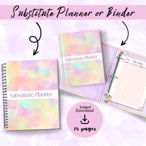 Colorful Substitute Planner Or Binder