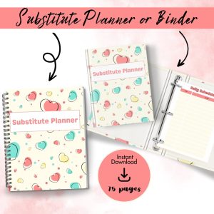 Heart Design Substitute Planner Or Binder