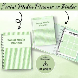 Green Stripe Social Media Planner Or Binder